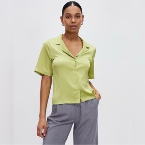 Chartreuse Abercrombie and Fitch Silk-like Button Down
